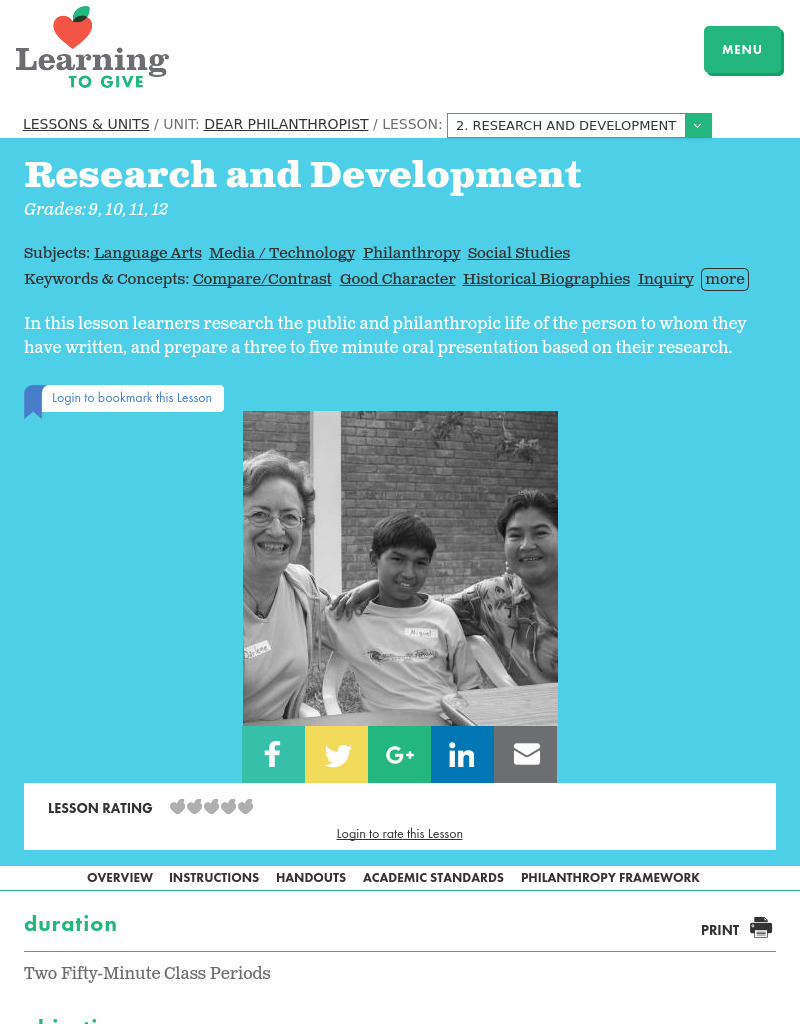 Research and Development Lesson Plan