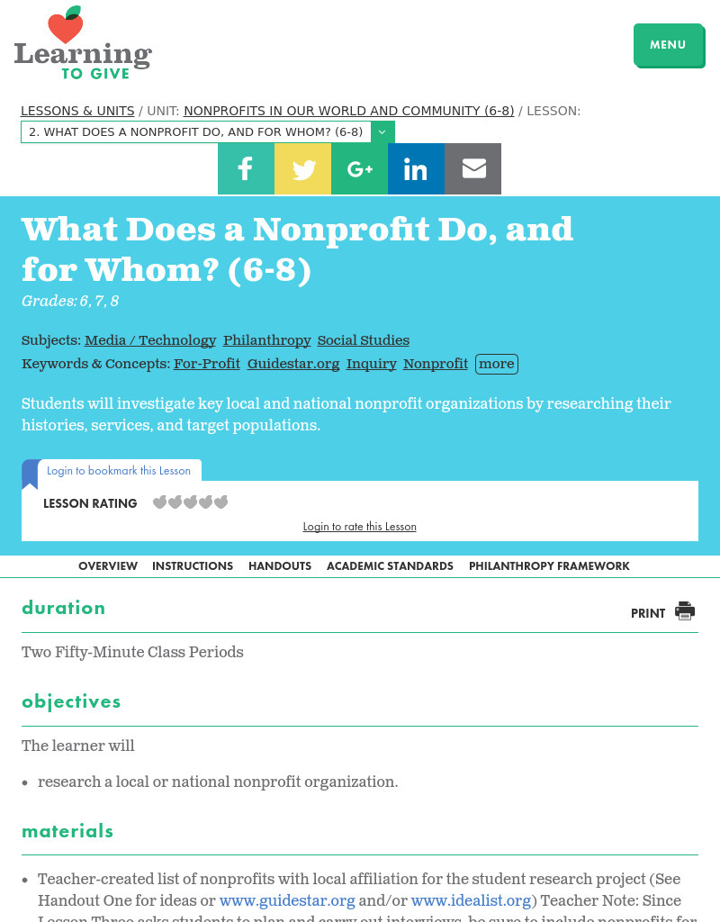 What Does a Nonprofit Do, and for Whom? Lesson Plan