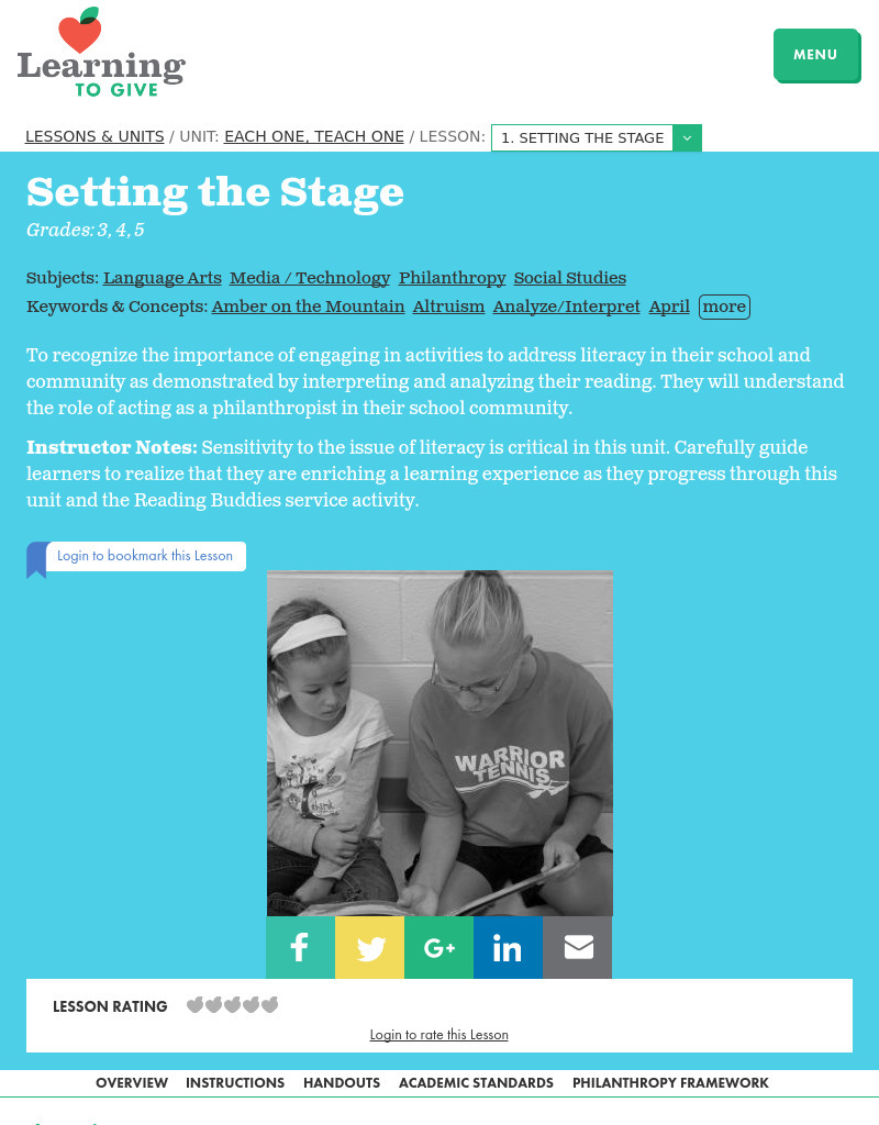 Literacy: Each One Teach One Lesson Plan