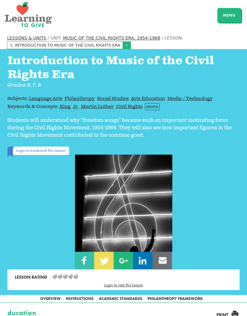 Introduction to Music of the Civil Rights Era Lesson Plan