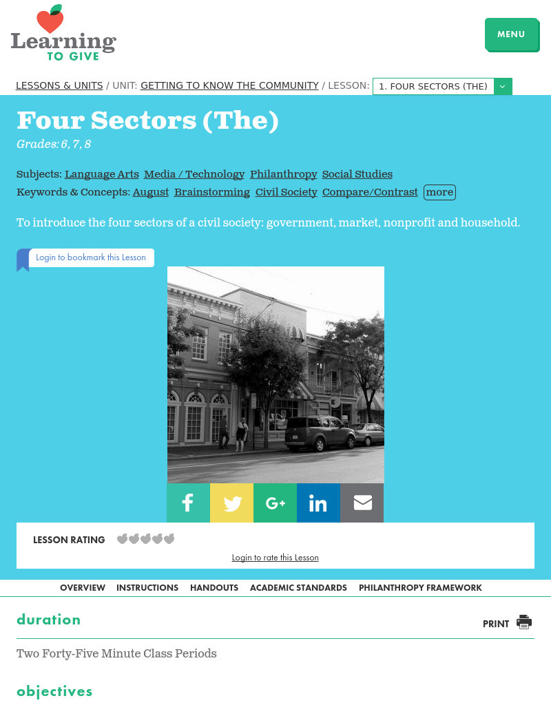 The Four Sectors Lesson Plan