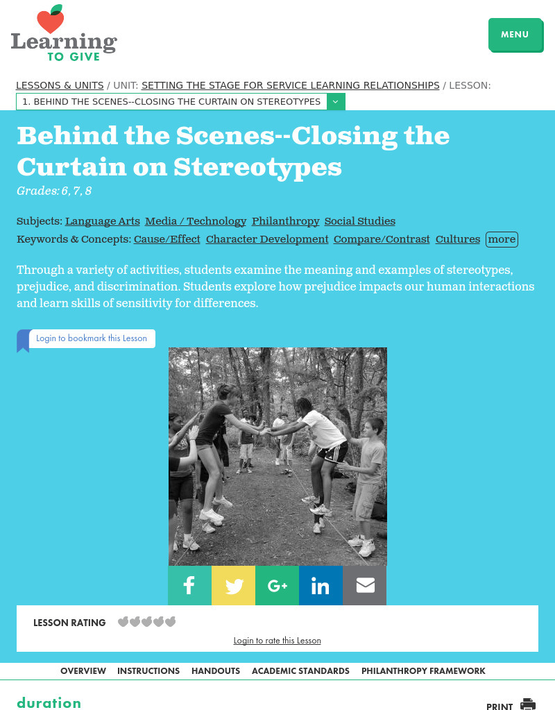 Behind the Scenes -- Closing the Curtain on Stereotypes Lesson Plan