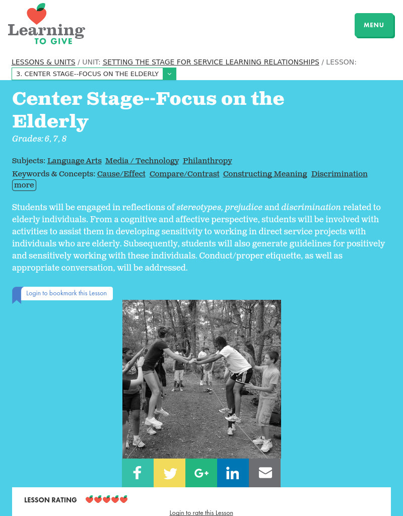 Center Stage -- Focus on the Elderly Lesson Plan