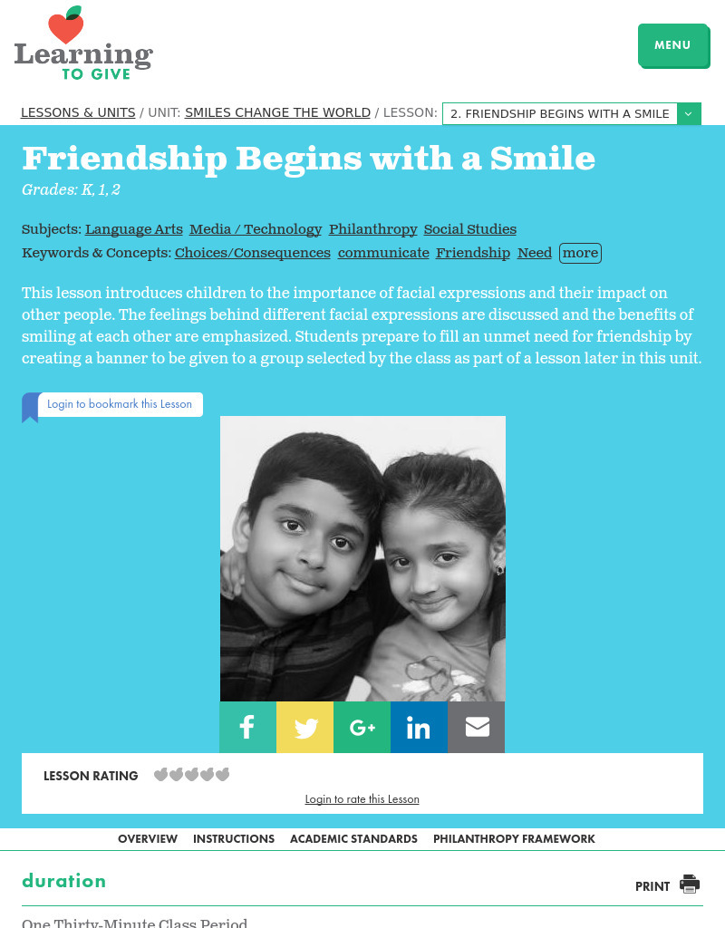 Friendship Begins with A Smile Lesson Plan