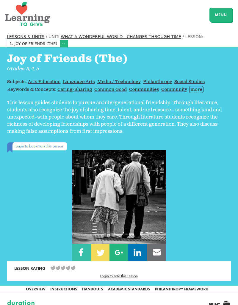 The Joy of Friends Lesson Plan