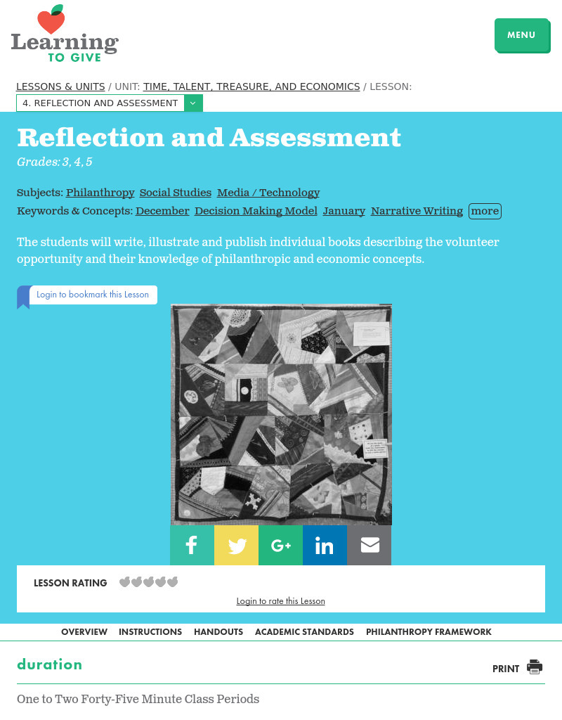 Time, Talent, Treasure, and Economics Lesson Plan