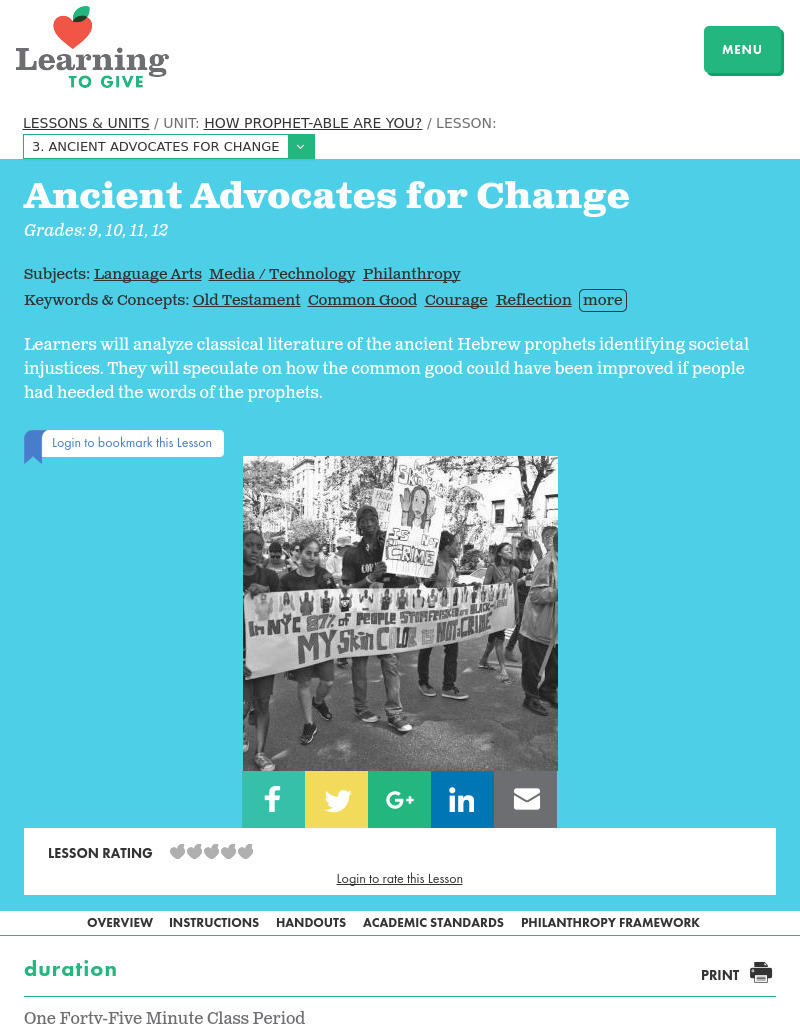 How Prophet-able Are You?  Ancient Advocates for Change Lesson Plan