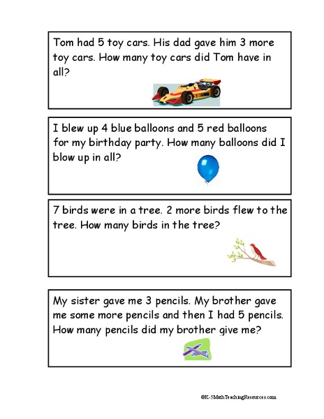 Addition and Subtraction Word Problems Worksheet
