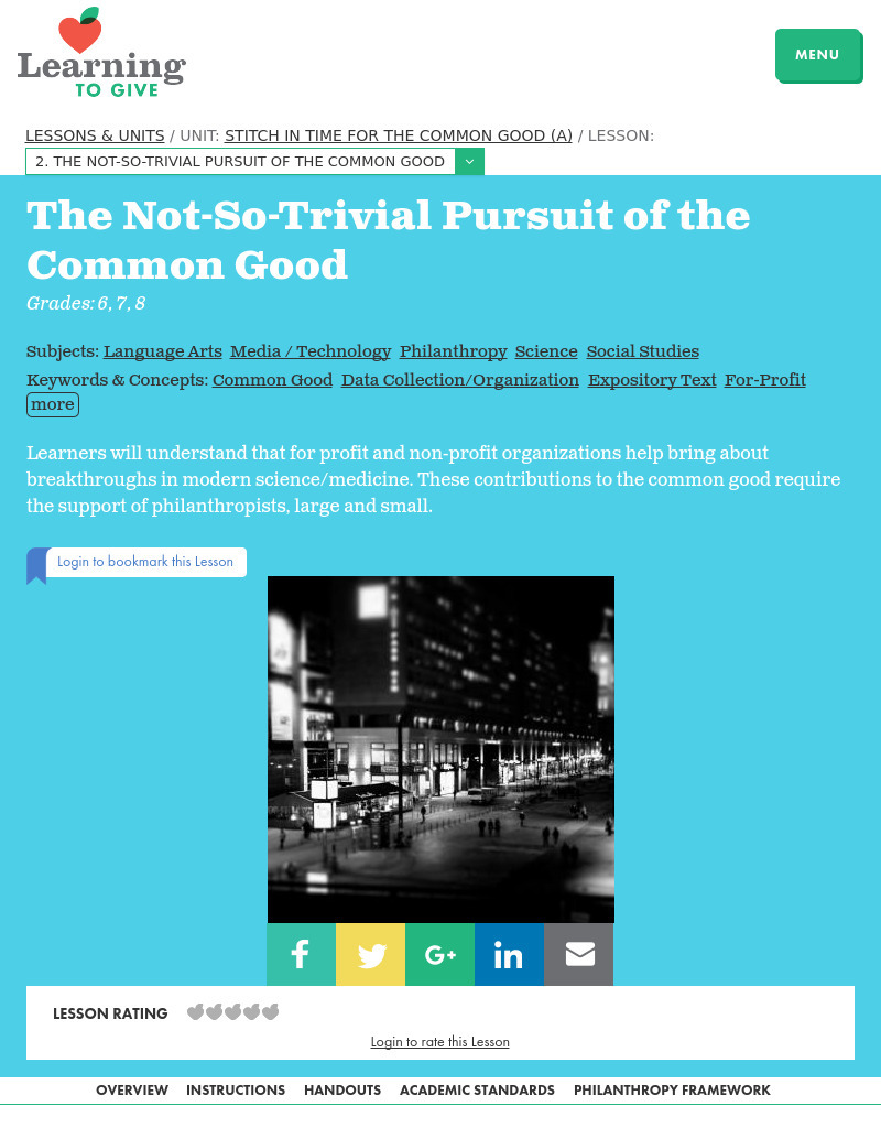 The Not-So-Trivial Pursuit of the Common Good Lesson Plan