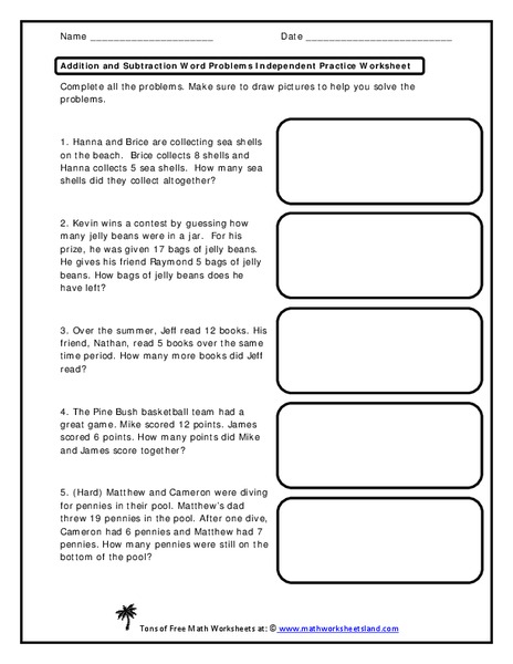 Addition and Subtraction Word Problems Worksheet