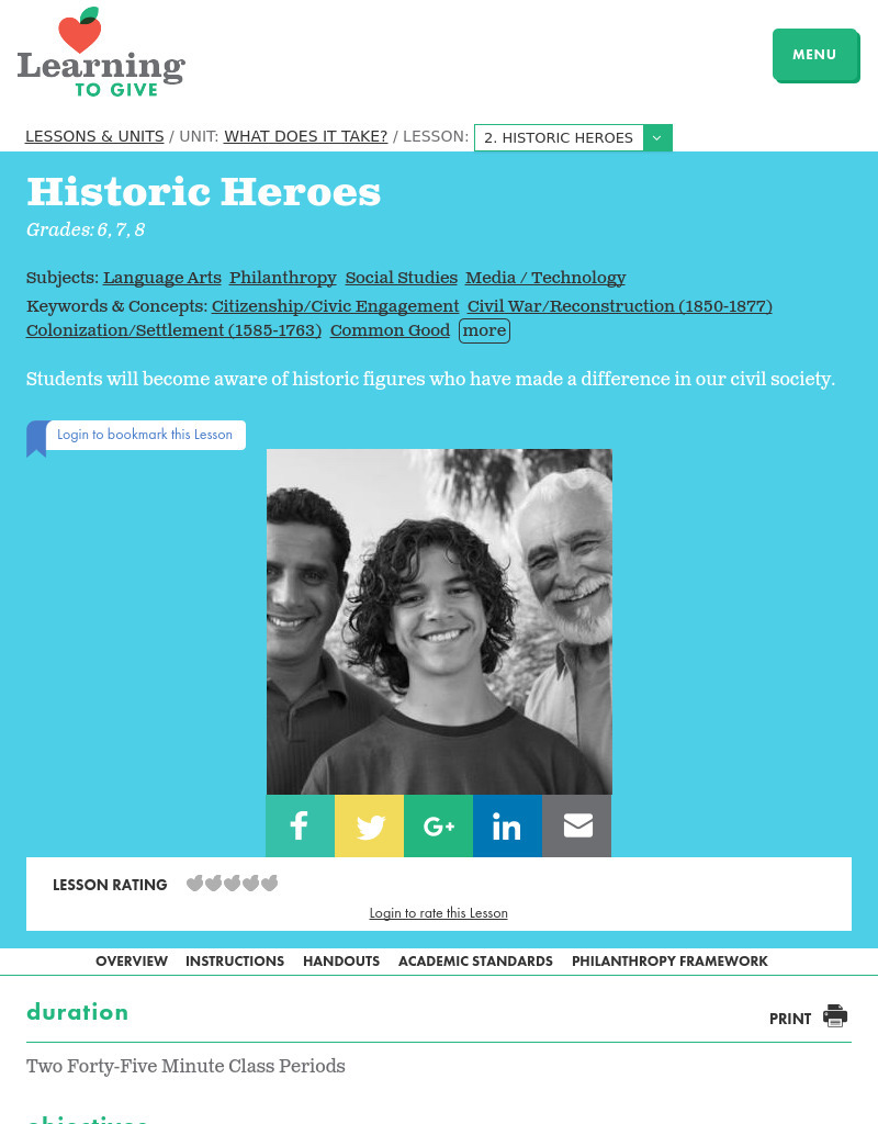 Historic Takes Lesson Plan