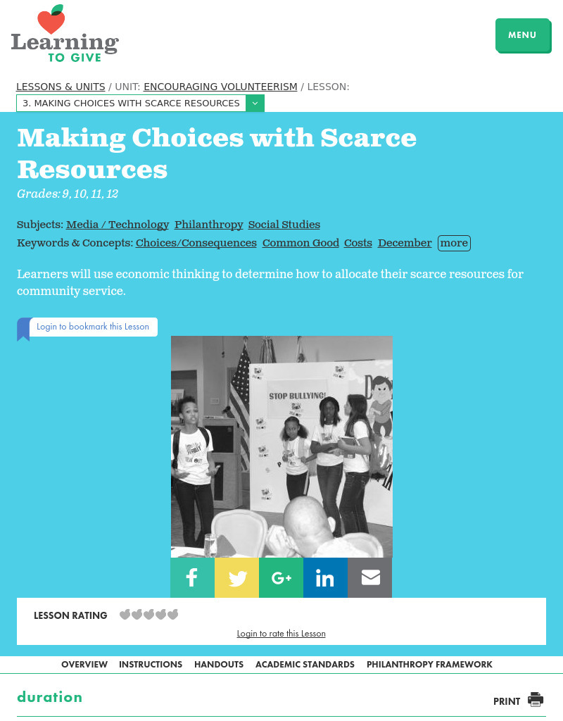 Making Choices With Scarce Resources Lesson Plan