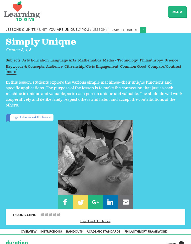 Simply Unique Lesson Plan