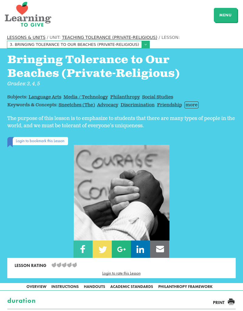Bringing Tolerance to Our Beaches Lesson Plan