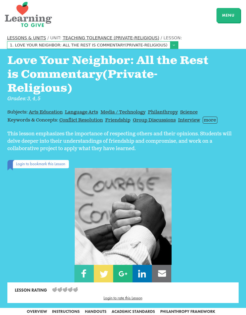 Love Your Neighbor: All The Rest is Commentary Lesson Plan