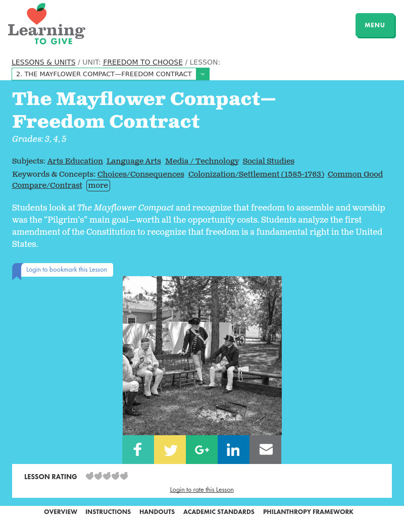 The Mayflower Compact-Freedom Contract Lesson Plan