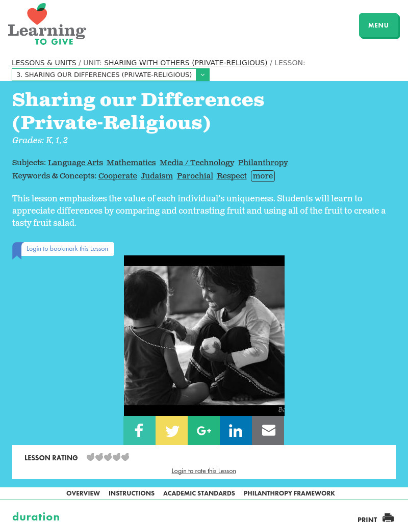 Sharing our Differences (Private-Religious) Lesson Plan
