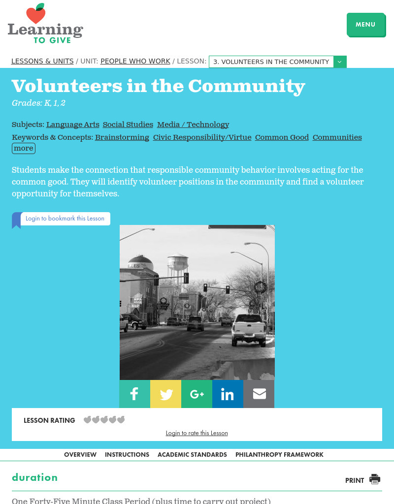 Volunteers in the Community Lesson Plan