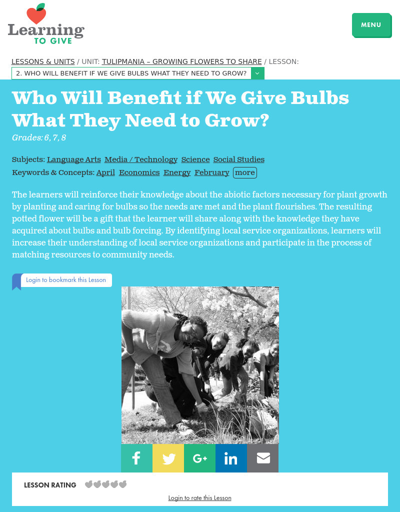 Who Will Benefit if We Give Bulbs What They Need to Grow? Lesson Plan