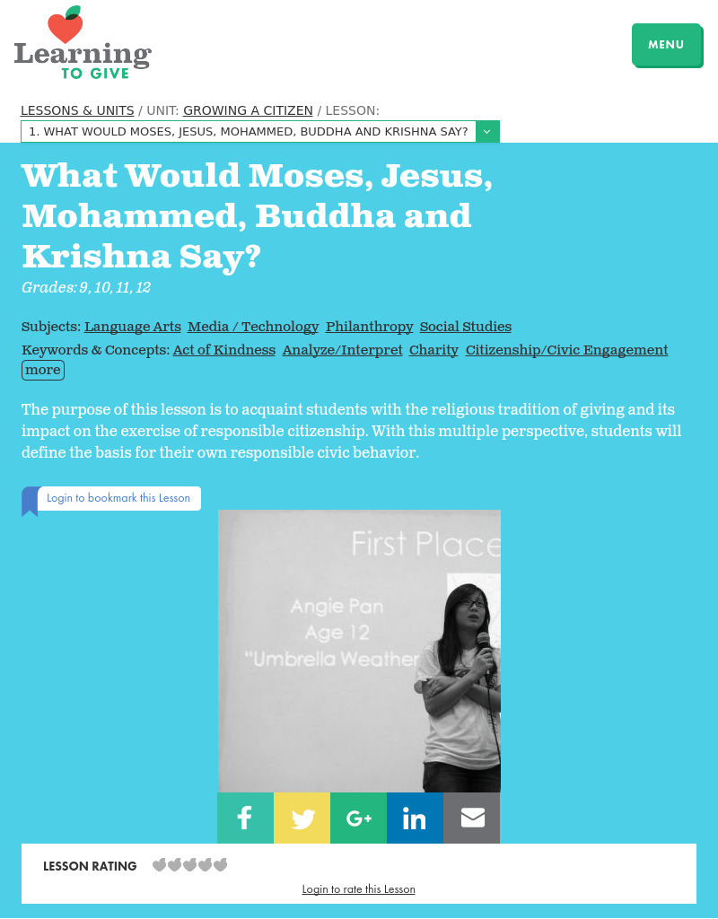 What Would Moses, Jesus, Mohammed, Budha and Krishna Say? Lesson Plan