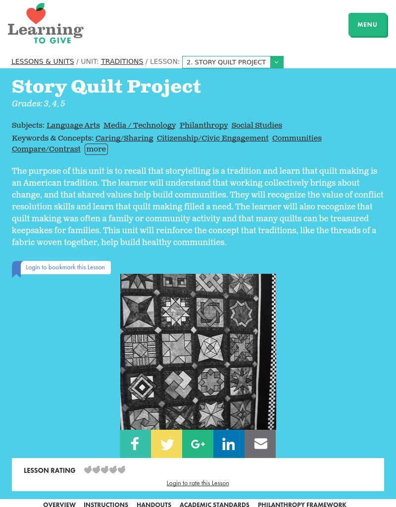 Story Quilt Project Lesson Plan