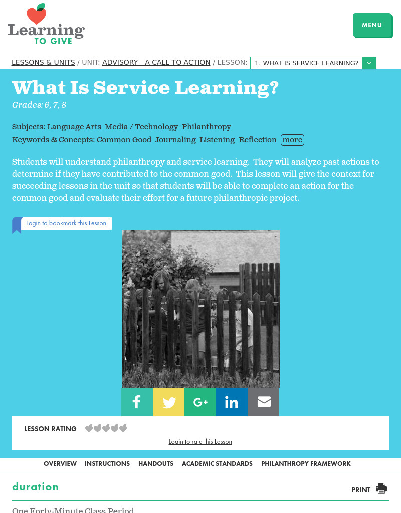 What Is Service Learning? Lesson Plan