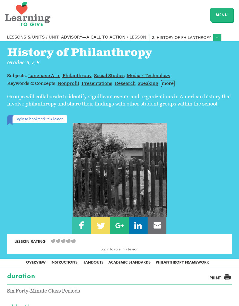 History of Philanthropy Lesson Plan