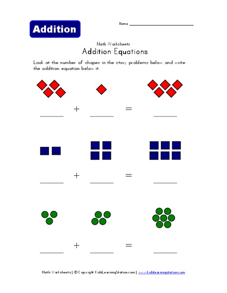 Addition Equations Worksheet
