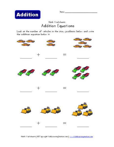 Addition Equations Worksheet