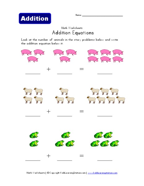Addition Equations Worksheet