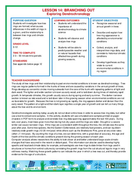Branching Out – Exploring Dendrochronology Lesson Plan