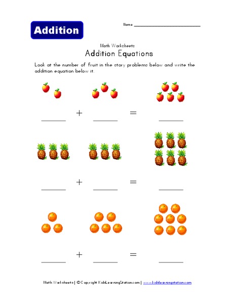 Addition Equations Worksheet
