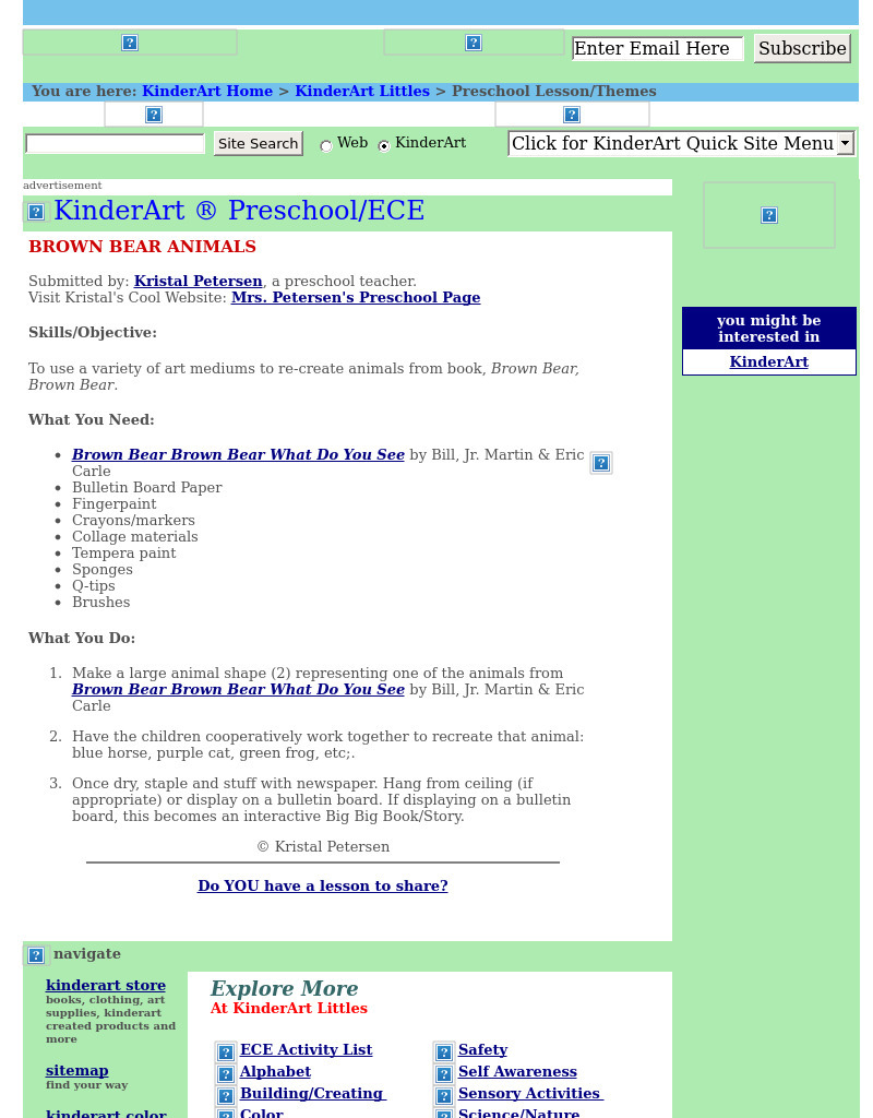 Brown Bear Animals Lesson Plan