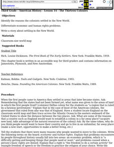 The Thirteen Colonies Lesson Plan