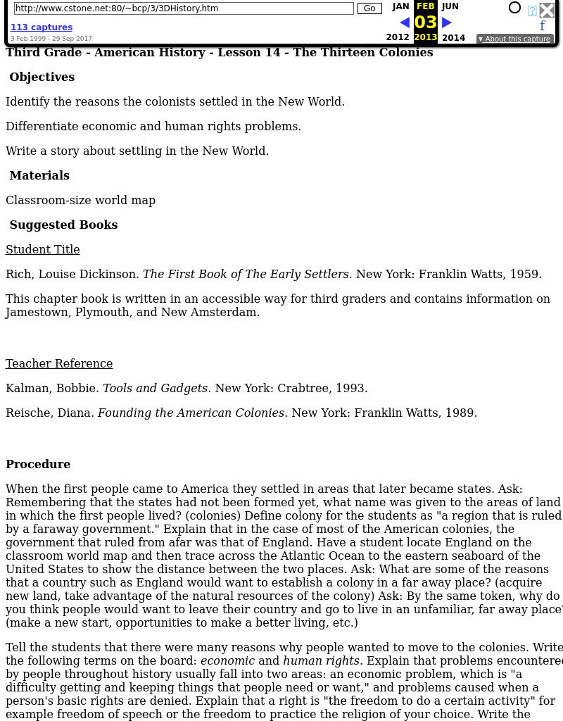 The Thirteen Colonies Lesson Plan