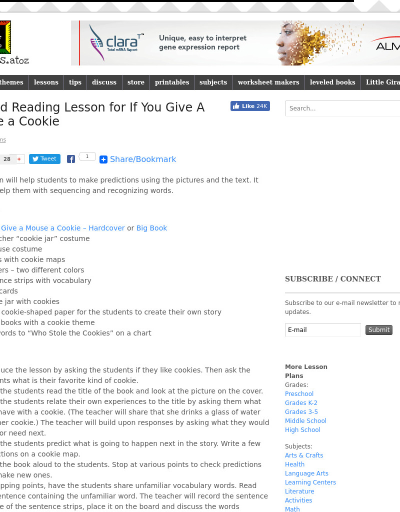 Guided Reading -- If You Give a Mouse a Cookie Lesson Plan