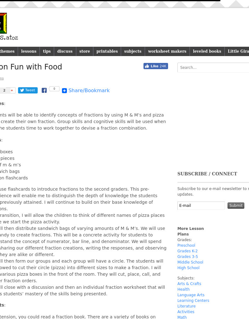 Fraction Fun With Food Lesson Plan