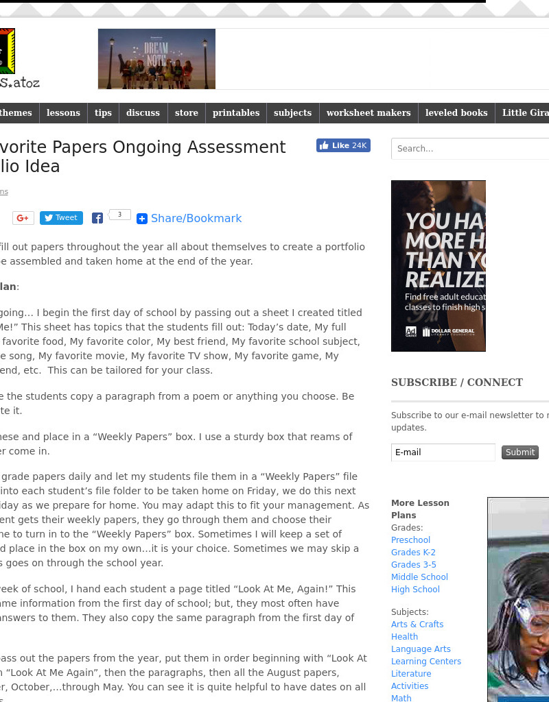 My Favorite Papers Lesson Plan