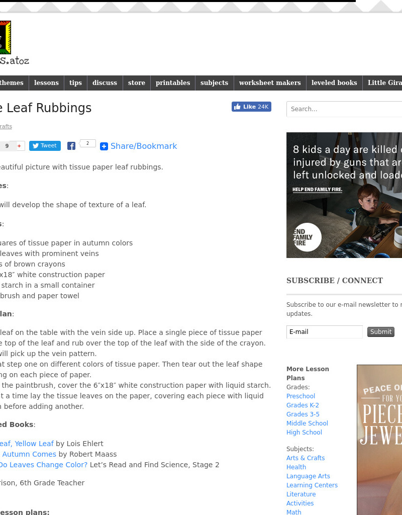 Tissue Leaf Rubbings Lesson Plan