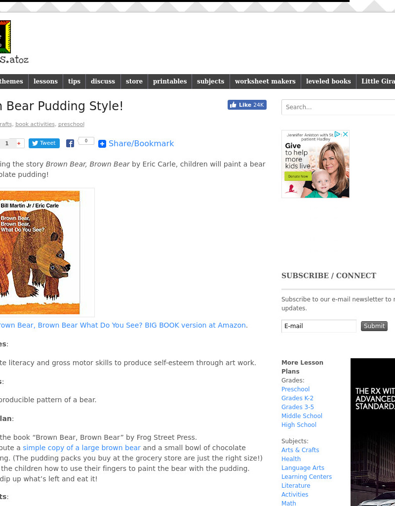 Brown Bear Pudding Style! Lesson Plan