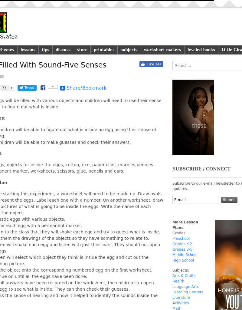 Eggs Filled With Sound-Five Senses Lesson Plan