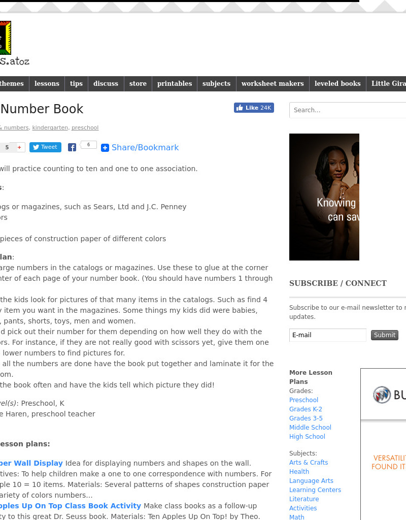 Class Number Book Lesson Plan