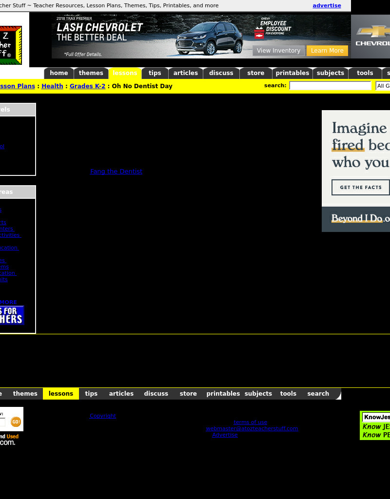 Oh No Dentist Day Lesson Plan