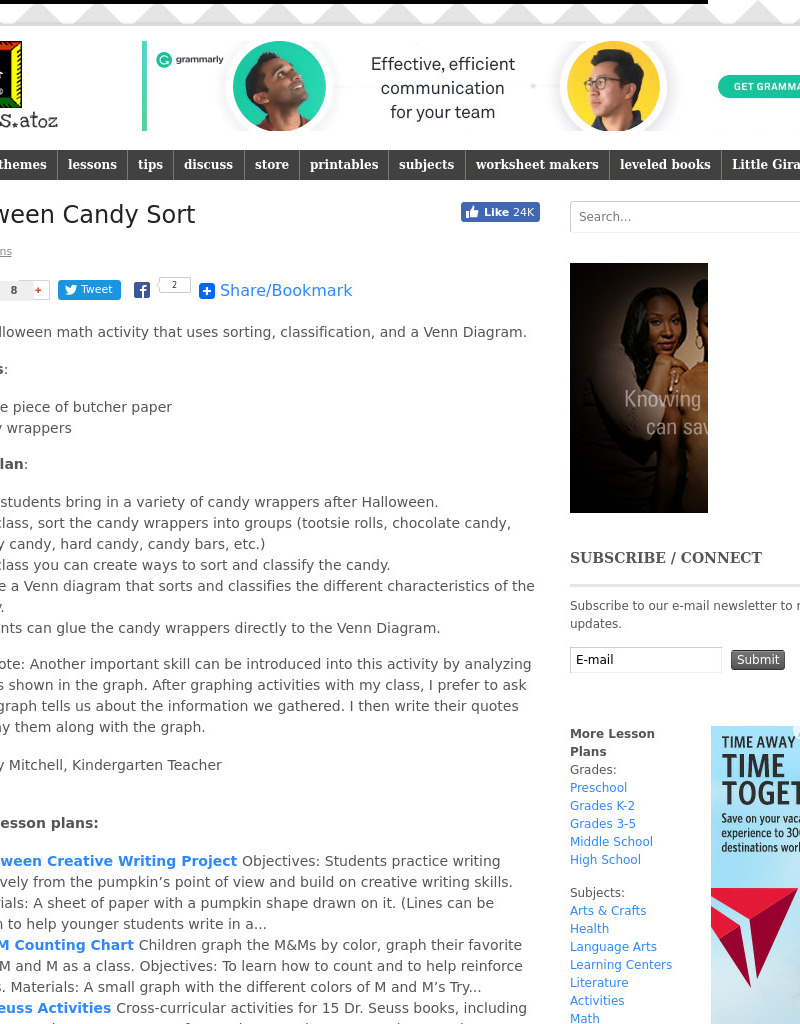 Halloween Candy Sort Lesson Plan