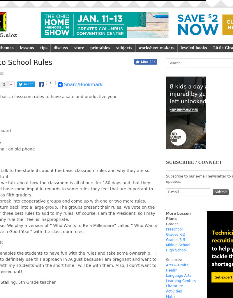 Back to School Rules Lesson Plan