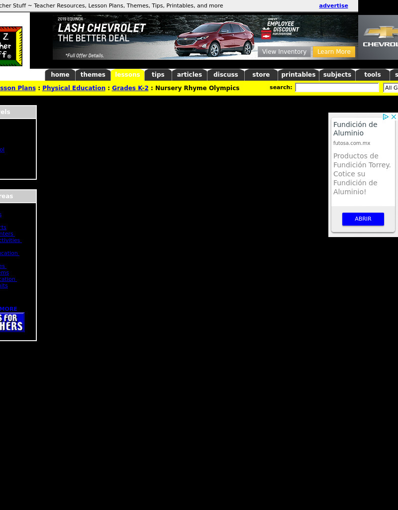 Nursery Rhyme Olympics Lesson Plan