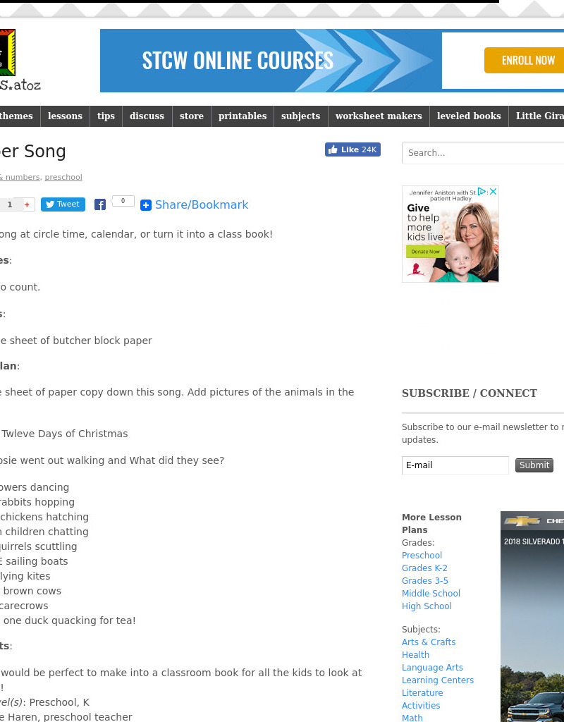 Number Song Lesson Plan