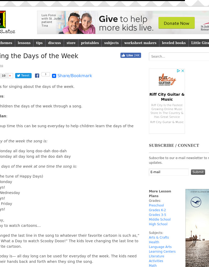 Learning the Days of the Week Lesson Plan