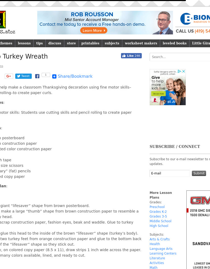 Group Turkey Wreath Lesson Plan