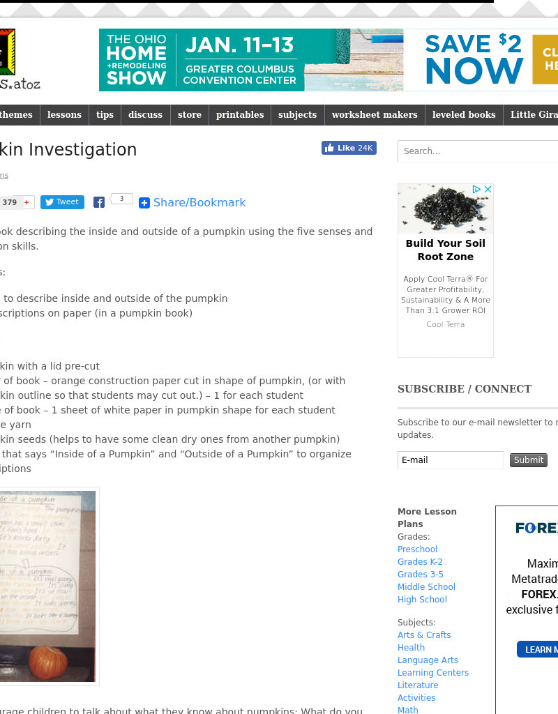 Pumpkin Investigation Lesson Plan